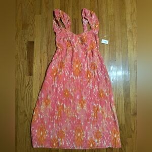 3/$10⭐ NWT Time And Tru Flutter Sleeve Maxi dress,Cotton, Wms Small, Orange/Pink